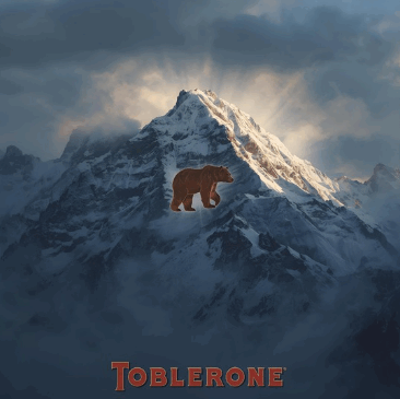 image d'une publicité Toblerone avec l'effet Mandela (ours) - collection suisse