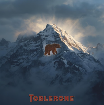 image d'une publicité Toblerone avec l'effet Mandela (ours) - collection suisse